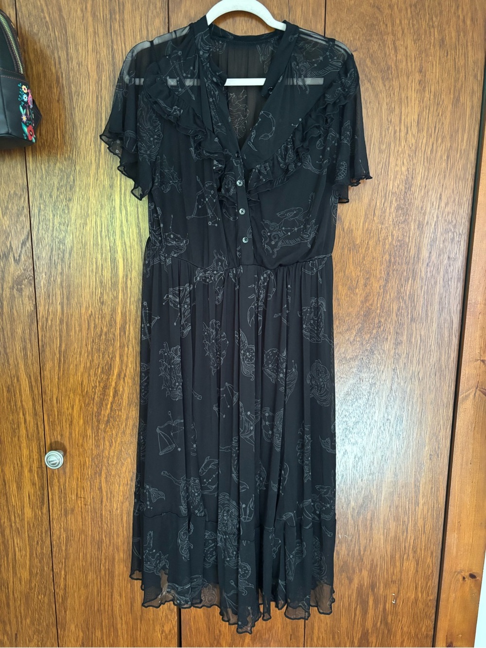 torrid Black Ruffle-Trim Button-Front Midi Dress